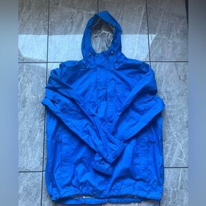 L.L. Bean Mens Blue 100%Nylon Long Sleeve Windbreaker Hooded Jacket Full Zip XLT